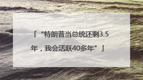 “特朗普当总统还剩3.5年，我会活跃40多年”