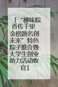 “郴味粽香传千里 金榜题名创未来”特色粽子推介暨大学生创业助力活动收官
