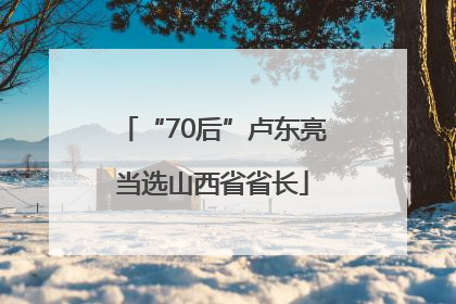 “70后”卢东亮当选山西省省长