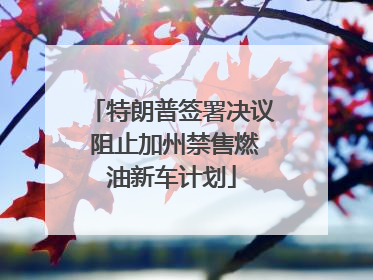 特朗普签署决议 阻止加州禁售燃油新车计划