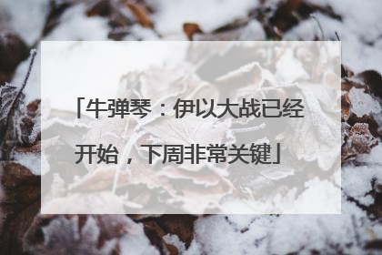 牛弹琴：伊以大战已经开始，下周非常关键