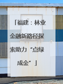 福建：林业金融新路径探索助力“点绿成金”