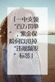 一中支领“百万罚单”，紫金保险何以甩掉“违规频发”标签