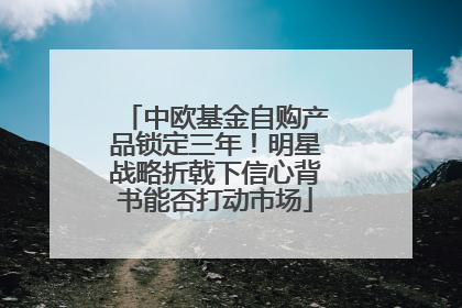 中欧基金自购产品锁定三年！明星战略折戟下信心背书能否打动市场