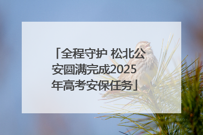 全程守护 松北公安圆满完成2025年高考安保任务