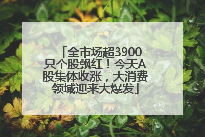 全市场超3900只个股飘红！今天A股集体收涨，大消费领域迎来大爆发