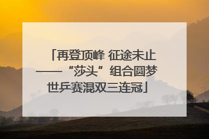 再登顶峰 征途未止——“莎头”组合圆梦世乒赛混双三连冠