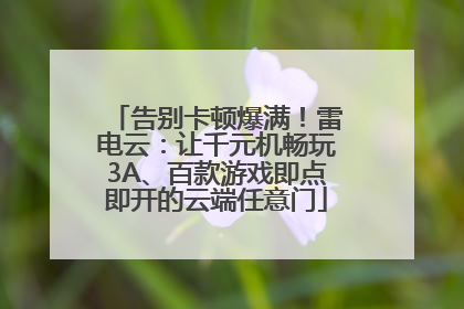 告别卡顿爆满！雷电云：让千元机畅玩3A、百款游戏即点即开的云端任意门