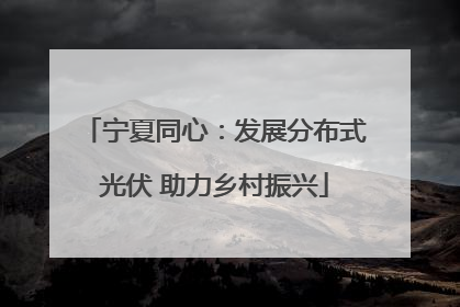 宁夏同心：发展分布式光伏 助力乡村振兴