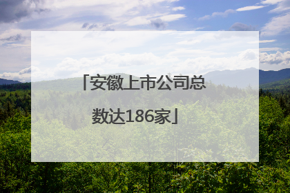 安徽上市公司总数达186家