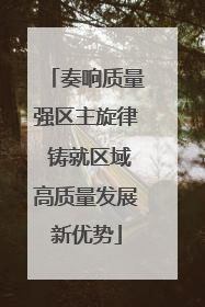 奏响质量强区主旋律 铸就区域高质量发展新优势