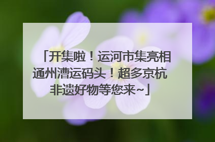 开集啦！运河市集亮相通州漕运码头！超多京杭非遗好物等您来~