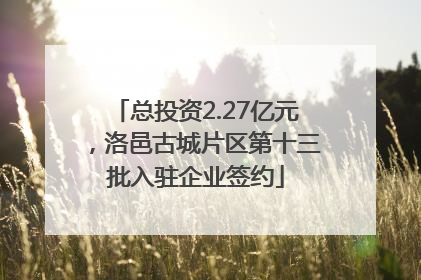 总投资2.27亿元，洛邑古城片区第十三批入驻企业签约