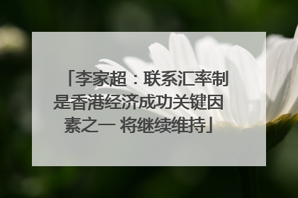 李家超：联系汇率制是香港经济成功关键因素之一 将继续维持