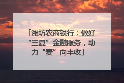 潍坊农商银行：做好“三夏”金融服务，助力“麦”向丰收