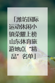 潍坊国际运动休闲小镇荣耀上榜山东体育旅游地点“精品”名单