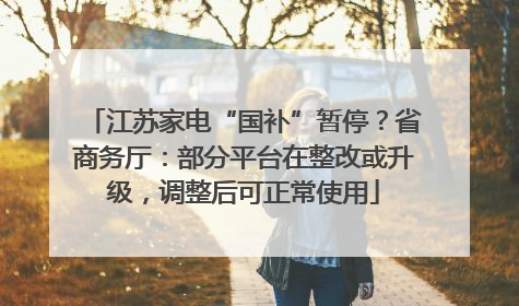 江苏家电“国补”暂停？省商务厅：部分平台在整改或升级，调整后可正常使用