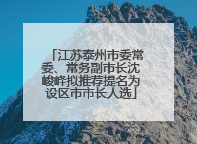 江苏泰州市委常委、常务副市长沈峻峰拟推荐提名为设区市市长人选