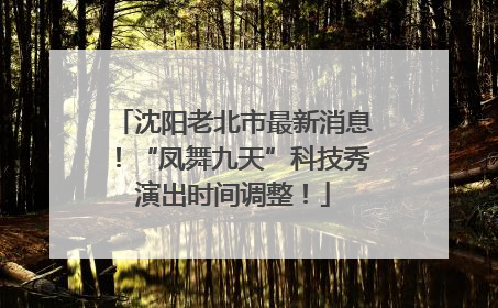 沈阳老北市最新消息！“凤舞九天”科技秀演出时间调整！