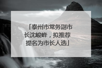 泰州市常务副市长沈峻峰，拟推荐提名为市长人选