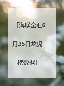 海联金汇6月25日龙虎榜数据