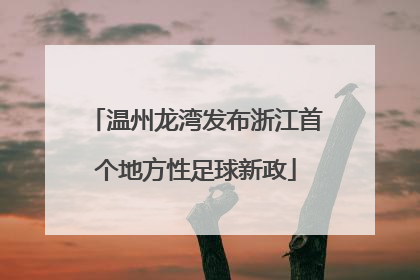 温州龙湾发布浙江首个地方性足球新政