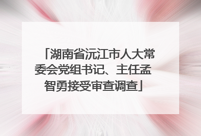 湖南省沅江市人大常委会党组书记、主任孟智勇接受审查调查