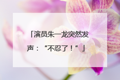 演员朱一龙突然发声：“不忍了！”