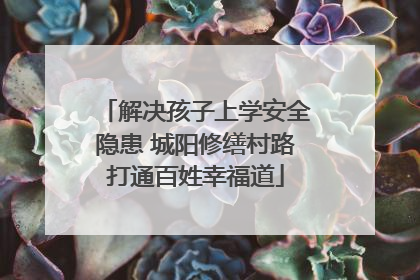 解决孩子上学安全隐患 城阳修缮村路打通百姓幸福道
