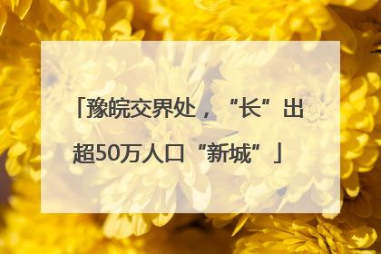 豫皖交界处，“长”出超50万人口“新城”