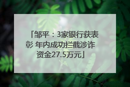 邹平：3家银行获表彰 年内成功拦截涉诈资金27.5万元