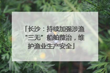 长沙：持续加强涉渔“三无”船舶整治，维护渔业生产安全