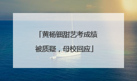 黄杨钿甜艺考成绩被质疑，母校回应