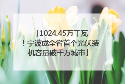 1024.45万千瓦！宁波成全省首个光伏装机容量破千万城市
